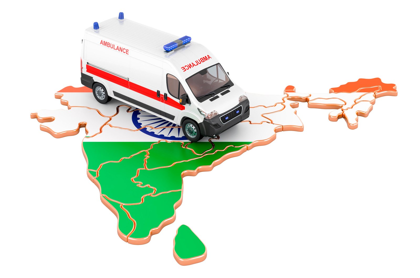 Grace Usha 16 emergency medical services india ambulance van indian map 3d rendering scaled 1